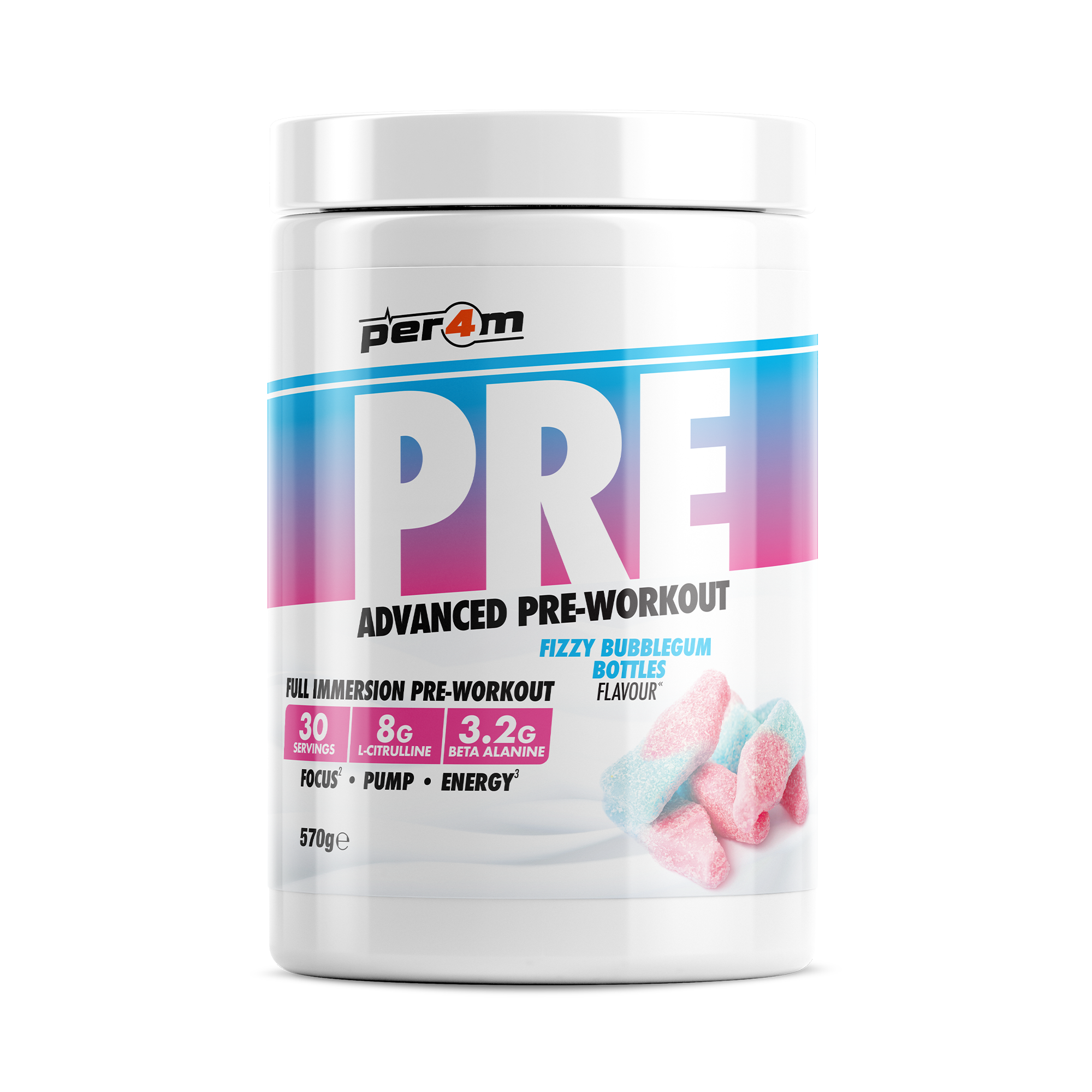 Pre Workout Stim Fizzy Bubblegum Bottles